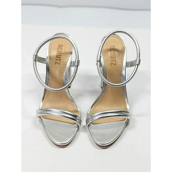 Schutz Women's Pincesa Silver Metallic High-Heel Sandals Size 6.5 B (MSRP $170) - Picture 5 of 12